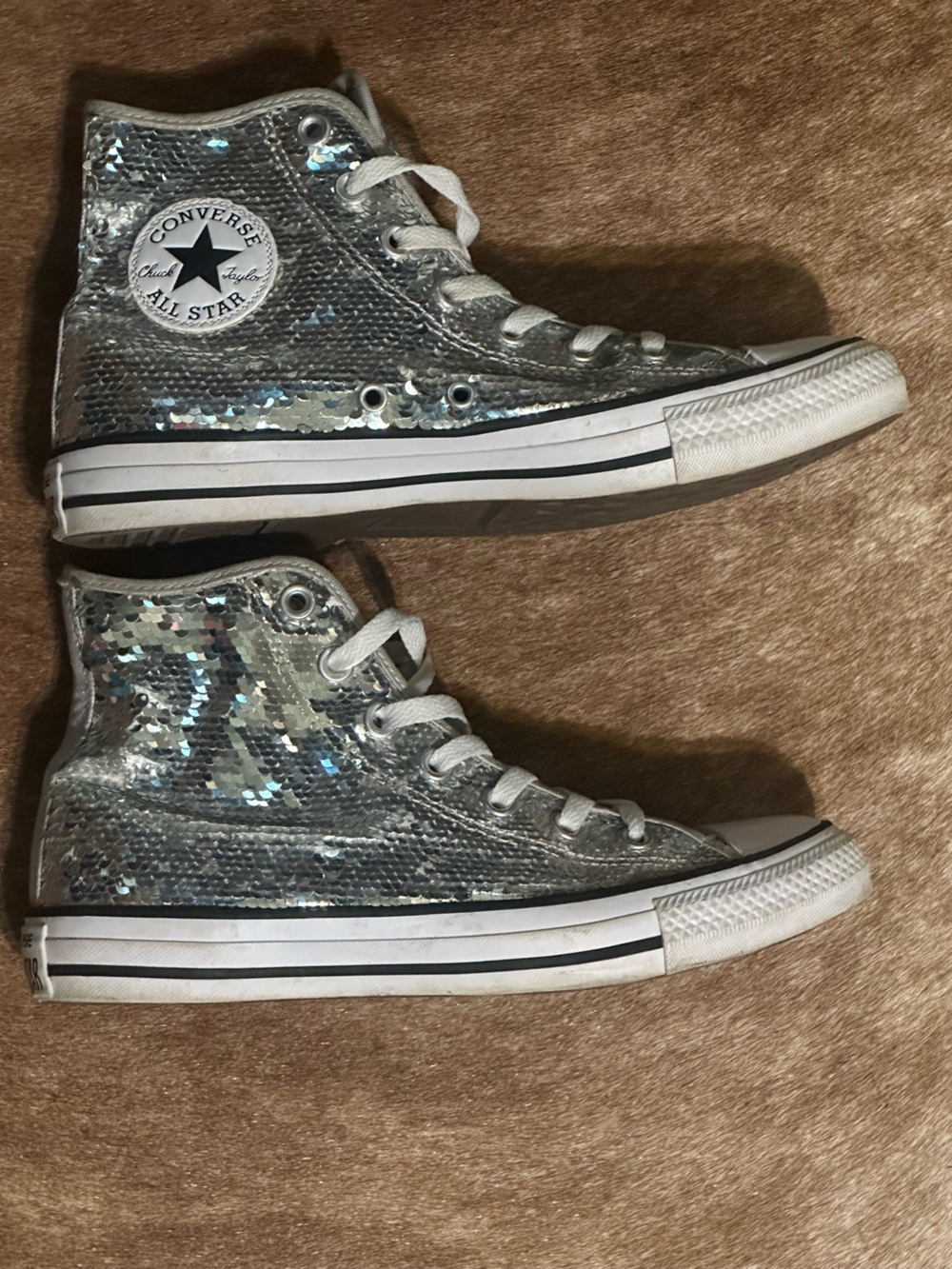 Converse High Top Chuck Taylor’s All Star Sequin Covered Canvas Sneakers Size 8